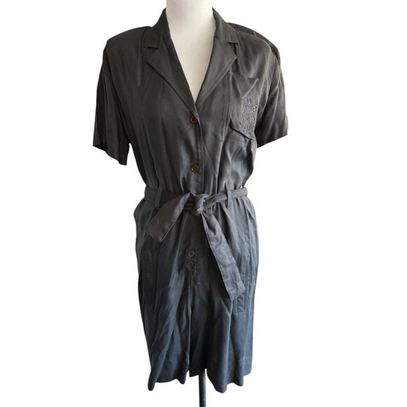 Happy Legs Vintage black short sleeve collared button up Romper sz S - Picture 5 of 6